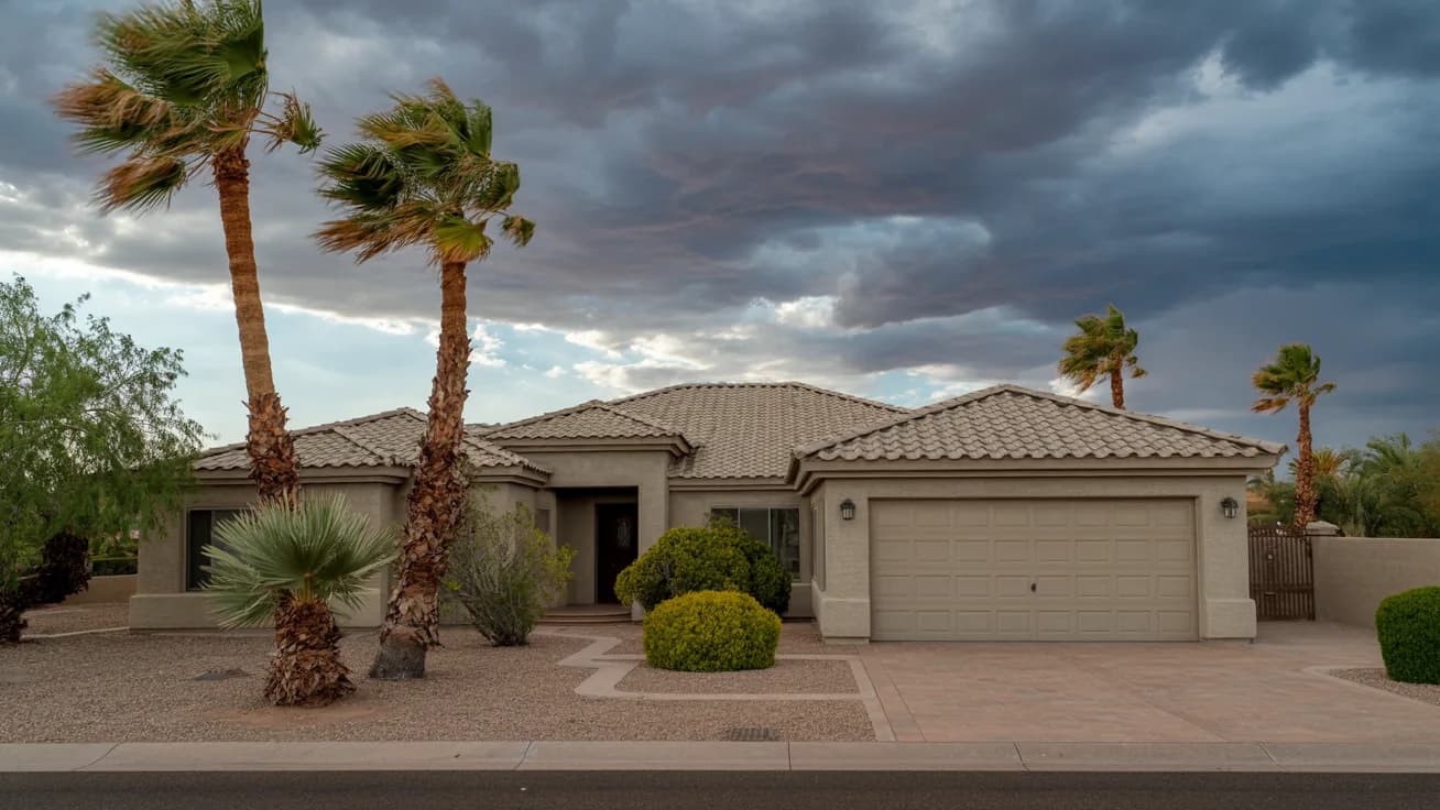 Mesa, Arizona home protected by a homeowners insurance policy during monsoon season
